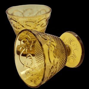 2 pc - Amber Depression Glass Champagne/Sherbet Coupes Vintage